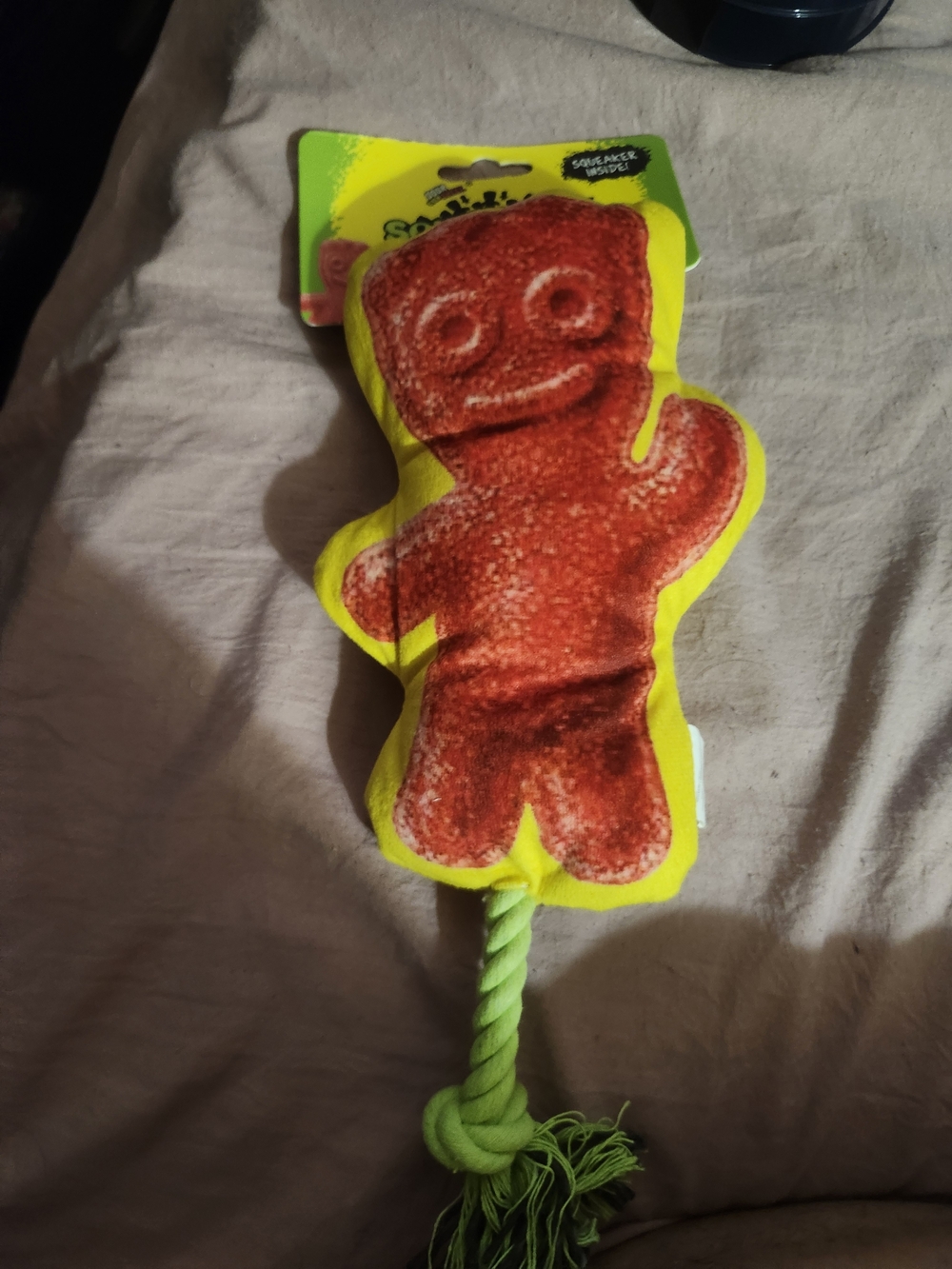Plush Gummy Bear Rope Dog Toy - Yellow & Red